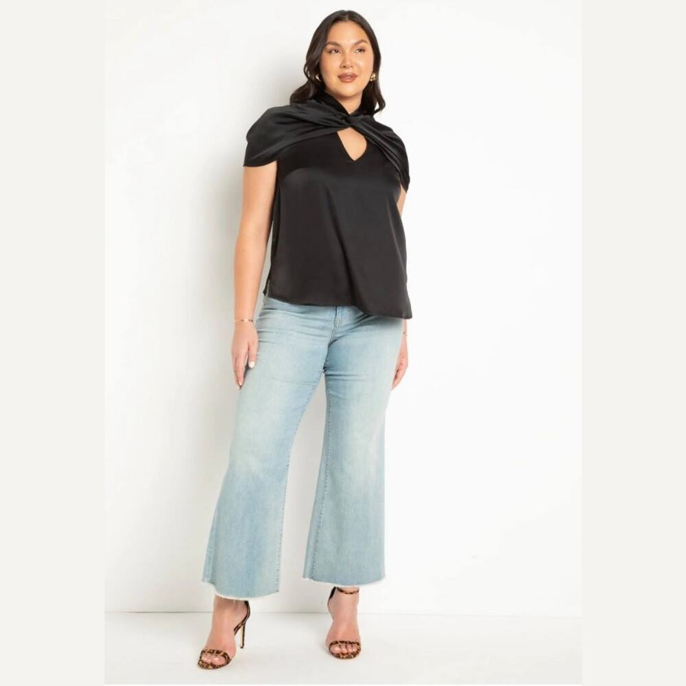 Eloquii Twist Neckline Satin Blouse Size 16 NWT